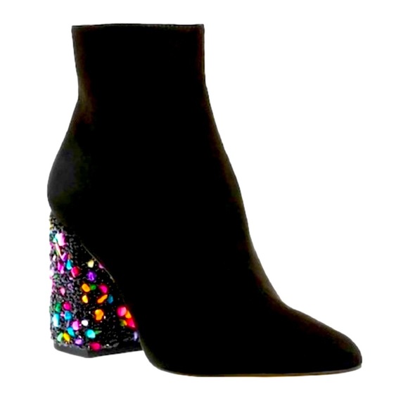 Betsey Johnson Shoes - Sold! NIB Betsey Johnson Riverr Black Pointy  Crystal Embellished Boots 8.5